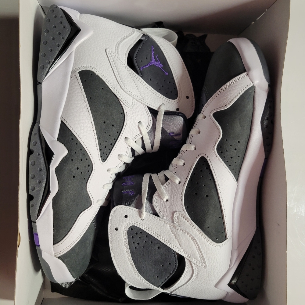 Nike Air Jordan 7 Retro Flint GS White/Grey/Purple Size 10M 12W DJ2777-100